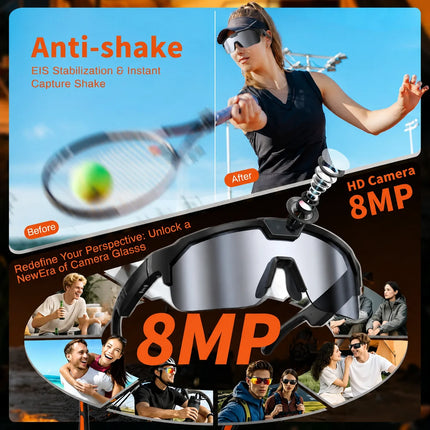 2026 Upgrade Smart Glasses with 8MP Photo&Video Camera AI Assistant Recognition Translation EIS Bluetooth Audio Sunglasses Men