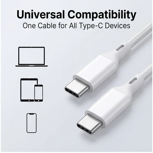 Premium Braided USB C to USB C Cable 60W, Anti-Tangle Fast Charging Cord, Durable Nylon Type C Charger for iPhone 15/16