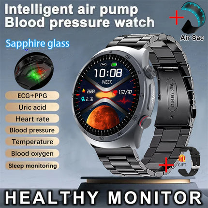Sapphire Glass AMOLED Blood Pressure Smart Watches ECG Blood Oxygen Blood Pressure Air Pump Sport Health Tracking Smartwatch NFC