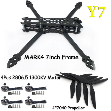 MARK4 7in Frame Kit F405 FC 60A ESC Stack 2806.5 Brushless Motor 7040 Propeller 2.5W VTX Camera ELRS for FPV 7" Long Range Drone