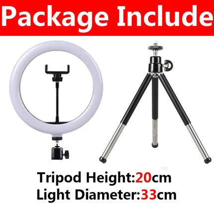 12 inch LED Ring light Photography Lighting Phone Ringlight With Tripod Stand USB Round Fill Lamp for Youtube Phone Video Live