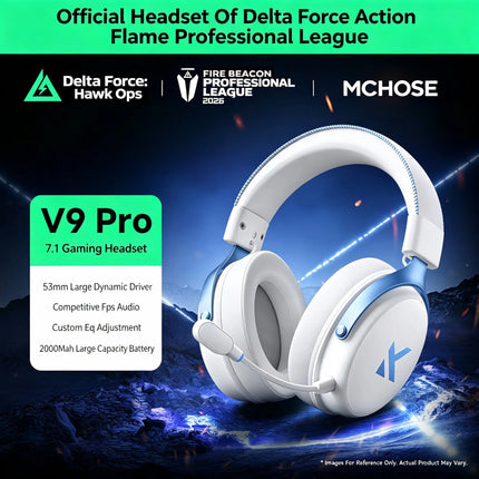 MCHOSE V9 Pro 2 Quad-Mode Wireless Gaming Headset 53mm Driver 300h Battery 2000mAh 280g Lightweight for PS5 Esports Hi-Res Audio