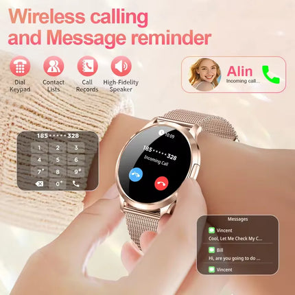 2026New Ultra-thin Women Smart Watch HD AMOLED Full Touch Screen Bluetooth Call Blood Pressure IP68 Waterproof NFC 7.3mm bracele