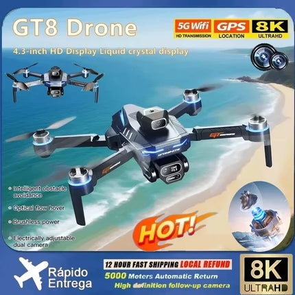 8K Professional HD GT8 MINI Drone GPS 360° Dual Cameras 5G WIFI Brushless Motors Obstacle Avoidance Foldable FPV Quadcopter Toys