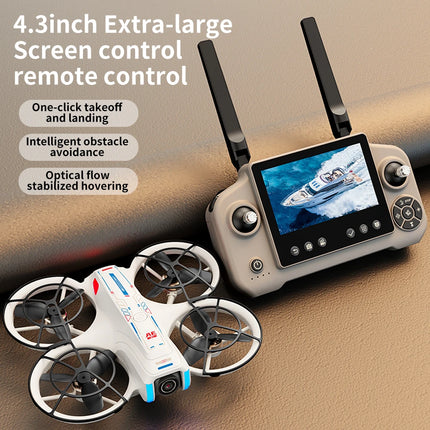 AE21 HD Dual Camera Mini Drones 4.3" Screen Remote RC Quadcopters With Propeller Guard Electronic Toys For Aerial Video Shooting