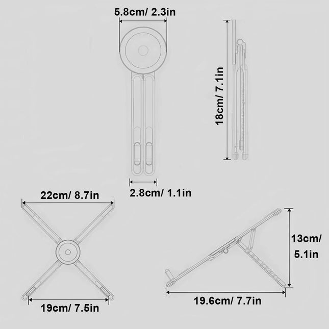 Portable Magnetic Phone Holder & Selfie Stick 3-in-1 Foldable Tripod Stand for iPhone iPad Tablet Laptop Desktop Use