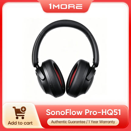 1MORE SonoFlow Pro HQ51 ANC Headphones Bluetooth 5.4 Hi-Res LDAC 40mm DLC Driver 42dB QuietMax ANC 100H Battery Over-Ear Headset