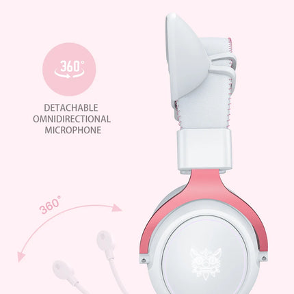 ONIKUMA X10 Gaming Headphones with Detachable Cute Cat Ear RBG Lighting Gaming Headset Gamer Earphone with HD Mic for PC Gaming