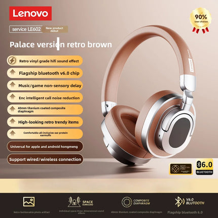 100% Original Lenovo LE602 Head Mounted Wireless Earphones Over-ear 6.0 Bluetooth Headphone HIFI Stereo Music Game Sport Earbuds