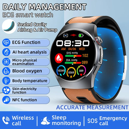 LIGE New Body Fat Analysis Health Smart Watch ECG+PPG Uric Acid Blood Pressure Blood Oxygen Clock Call Smart Watch For Men Women
