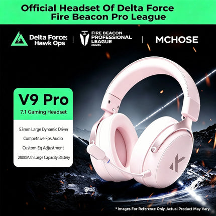 MCHOSE V9 Pro 2 Quad-Mode Wireless Gaming Headset 53mm Driver 300h Battery 2000mAh 280g Lightweight for PS5 Esports Hi-Res Audio