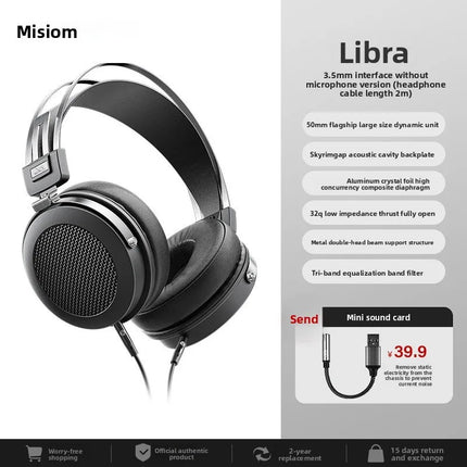 Miusheng Libra Wired HiFi Over-Ear Monitor Headset, 2-in-1 Mic for PC E-sports