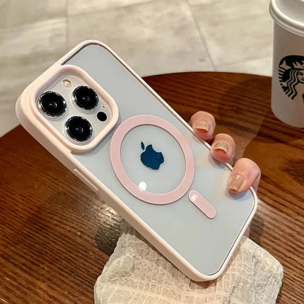 Luxury Transparent Magsafe Phone Case For iPhone 11 12 13 14 15 16 Pro Max Plus Mini Magnetic Clear Bumper Cases Cover