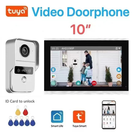 Support Tuya App 4 Wire Digital Video Intercom System 7 / 10.1 Inch Wireless WIFI Monitor 1080P Doorphone Camera Video Doorbell