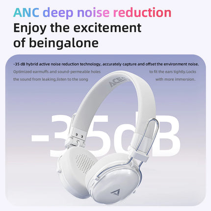 ACEFAST H7 Hybrid 35dB ANC Noise Reduction Headphone with Colorful Replaceable Earpads 30mm Speaker Wireless HiFi Audio Headset