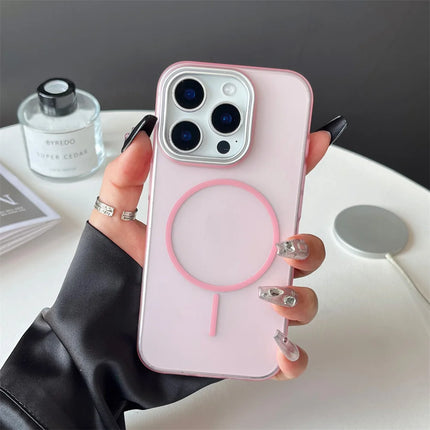 ins Clear Solid Color Frosted For Magsafe Phone Case For iPhone 17 15 16 Plus 14 13 12 11 Pro Max High Out Lens Protector Cover