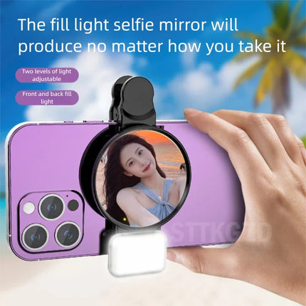 STTKGZD Selfie Reflector Mirror Mobile Phone Fill Light Kit Portable Mobile Mirror Clip Storage Bag Mobile Phone Rear Camera