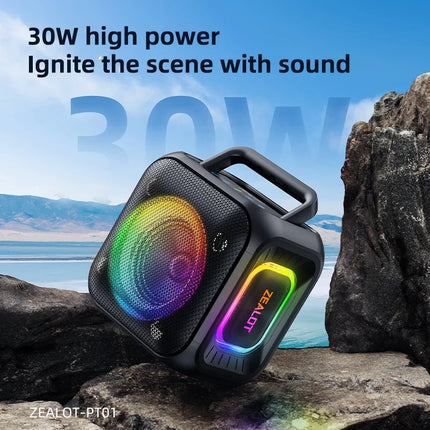 ZEALOT-PT01 Bluetooth Speakers 30W Enhanced Bass Portable Outdoor Wireless Speaker 12Hrs IPX6 Waterproof Speaker Bluetooth 5.4