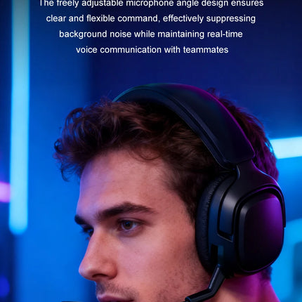 GT808 gaming headset is an ergonomic over-ear wireless headset, equipped with a 360-degree rotatable microphone and breathable