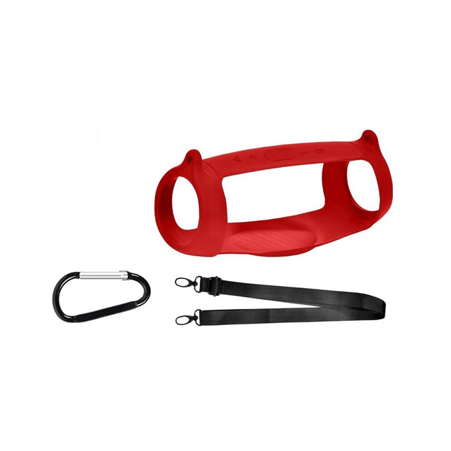 Silicone Case Cover for JBL Charge 5 Bluetooth Speaker, Travel Carrying Protective with Shoulder Strap and Carabiner
