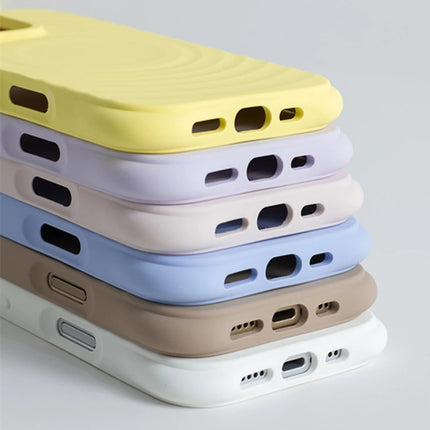Solid Color Liquid Silicone for MagSafe Case for iphone 17 17Pro Max 16 Pro 15 14 13 12 Water Ripple Wireless Charging Cover