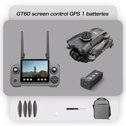 GT60 4K GPS Drone Professional with  4.5Inch Screen WiFi FPV Aerial Photography 360° Obstacle Avoidance Quadcopter Airdrop Toys