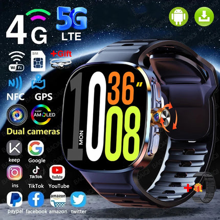 2.40 inch Larger Screen 4G/5G Smartwatch With 190° Rotary Camera GPS Position WIFI Connect App Download Android 10.0 Smart Watch