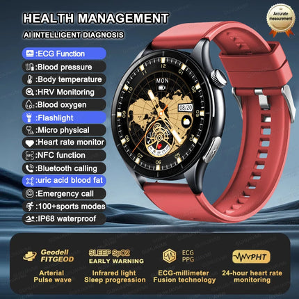 2025 New Health Care ECG+HRV+NFC SmartWatch Body Analysis Uric Acid Blood lipids Heart Rate Blood pressure Monitoring Smartwatch