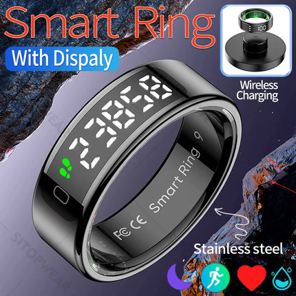 SITOPWEAR 2025 Smart Ring With Display,Men Women Couple Smartring,Heart Rate Monitor,Sleep Step Sport Tracker Smart Praise Ring