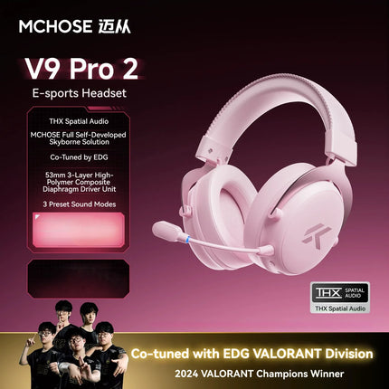 MCHOSE V9 Pro 2 Quad-Mode Wireless Gaming Headset 53mm Driver 300h Battery 2000mAh 280g Lightweight for PS5 Esports Hi-Res Audio