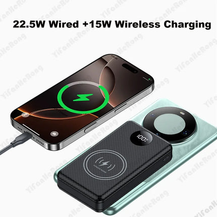 6*18650 20000mAh Power Bank Case 22.5W Fast Charging 15W Wireless Charging Mobile Power Bank Housing Battery Holder For Phone