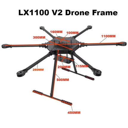 FPV LX1100 V1/ V2 Full Carbon Fiber 1100mm Hexa-Rotor Frame X-Roter 80A ESC Flight Control Drone Frame