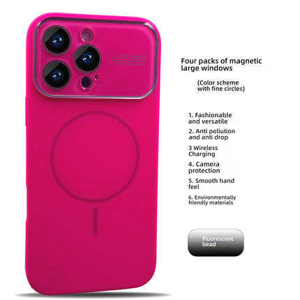 Large Window For Magsafe Phone Case For iPhone 16 15 14 17 Pro Max Acrylic Wireless Charging Shockproof Protection Phone Cover