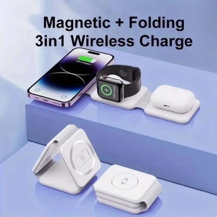 Foldable 3 In 1 Fast Charging Pad Desktop Wireless Charger For iPhone 17 16 15 14 13 Pro Max iWatch 10 9 8 7 6 AirPods Pro 2