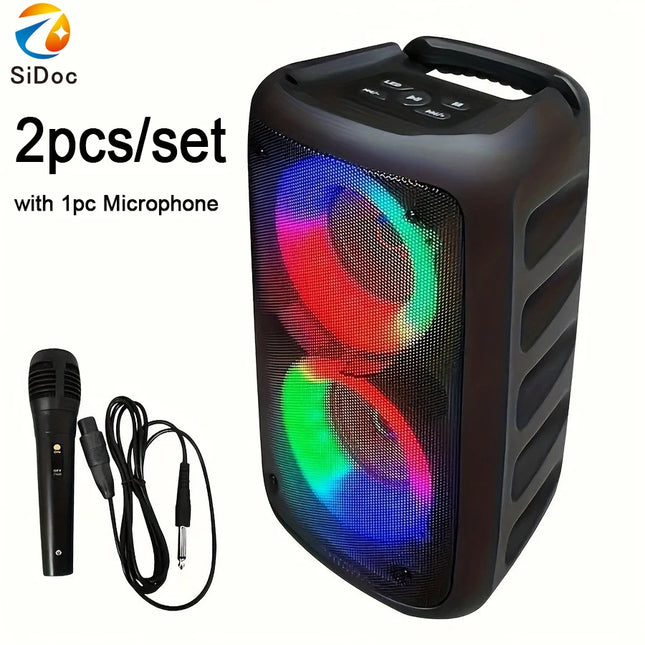 Karaoke Radio FM Bluetooth Speaker Portable Wireless With Microphone Lamp Machine Caixa De Som Sound Box Music Subwoofer LED TWS