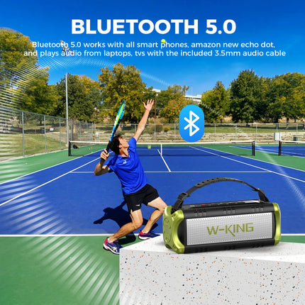 W-KING Portable Bluetooth Speaker with Stereo Sound, Bluetooth 5, Bassup, IPX6 Waterproof, Wireless, Speaker for Home, Outdoors