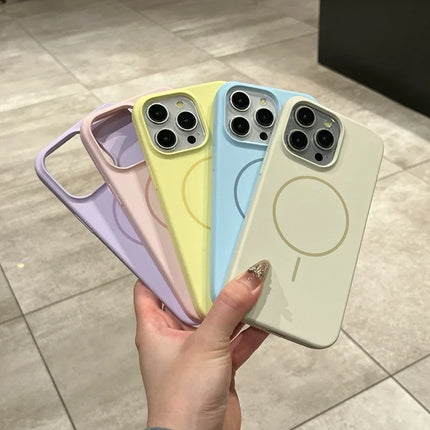 Liquid Silicone Phone Case For iPhone 11 12 13 14 15 16 17 Pro Max Plus Air Magnetic Wireless Charger Shockproof Bumper Cover