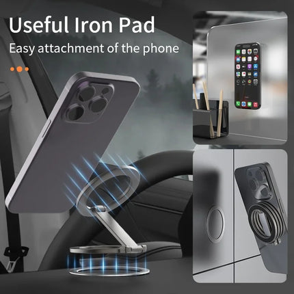 Universal Folding Double Sided Magnetic Phone Holder for Magsafe Gym Treadmill Car Foldable Smartphone Phone Stand
