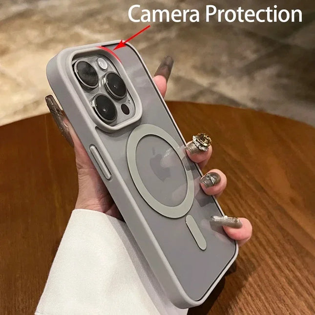 Luxury Transparent Magsafe Phone Case For iPhone 11 12 13 14 15 16 Pro Max Plus Mini Magnetic Clear Bumper Cases Cover