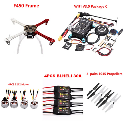 PixHawk2.4.8 Flight Control F450 Drone Kit Ardupilot 100MW Radio Telemetry Quadcopter BLHELI 30A 2212 Motor ESC Landing Gear