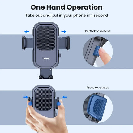TOPK Car Phone Holder Mount for IPhone[Powerful Suction] Phone Mount for Car Dashboard Car Accessories Automobile for Smartphone