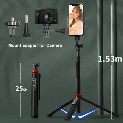 Selfie Stick Tripod 160CM Extendable Selfie Stick with Bluetooth Rechargable Remote Compatible with IPhone Android Phone, Camera