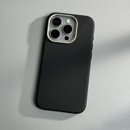 Alloy Lens Diamond Relief Leather Phone Case For iPhone 17 16Pro Max 16 15 14 Pro 13 Wireless Charging Magnetic Hard Armor Cover