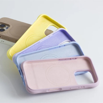 Solid Color Liquid Silicone for MagSafe Case for iphone 17 17Pro Max 16 Pro 15 14 13 12 Water Ripple Wireless Charging Cover