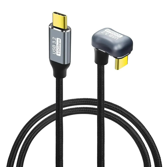 USB 3.2 C to C 10Gbps 4K@60Hz Display Cord 90/180 Degree Angled Type-C PD 100W Fast Charging Cable for Switch Laptop VR Phones