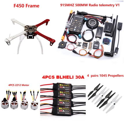 PixHawk2.4.8 Flight Control F450 Drone Kit Ardupilot 100MW Radio Telemetry Quadcopter BLHELI 30A 2212 Motor ESC Landing Gear