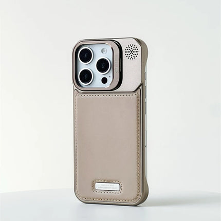 Lens Kickstand Borderless for MagSafe Phone Case for iPhone 16 17 16Pro Max 15 14 13 Magnetic Wireless Charging PU Leather Cover