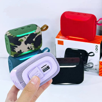 Go5 Portable Bluetooth 5.4 Speakers Hi-Fi Audio IP68 Waterproof Built-in Mic TWS Double-Sided Mesh Speaker for Outdoor Party