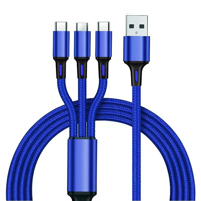 New 120W Fast Charging Cable Multi Charger Cable Nylon Braided Multiple USB  Charging Cord Adapter For iOS Android Type-C