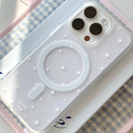 Korean Ins Creative White Star Simple Cartoon Cute For Magsafe Phone Case For iPhone 11 12 13 14 15 16 Pro Max Plus Matte Cover